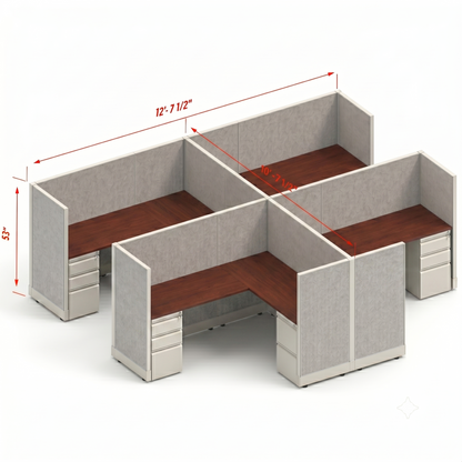 Workstation Desk 53H 4pack cluster