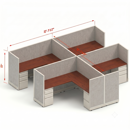 Workstation Desk 53H 4pack cluster