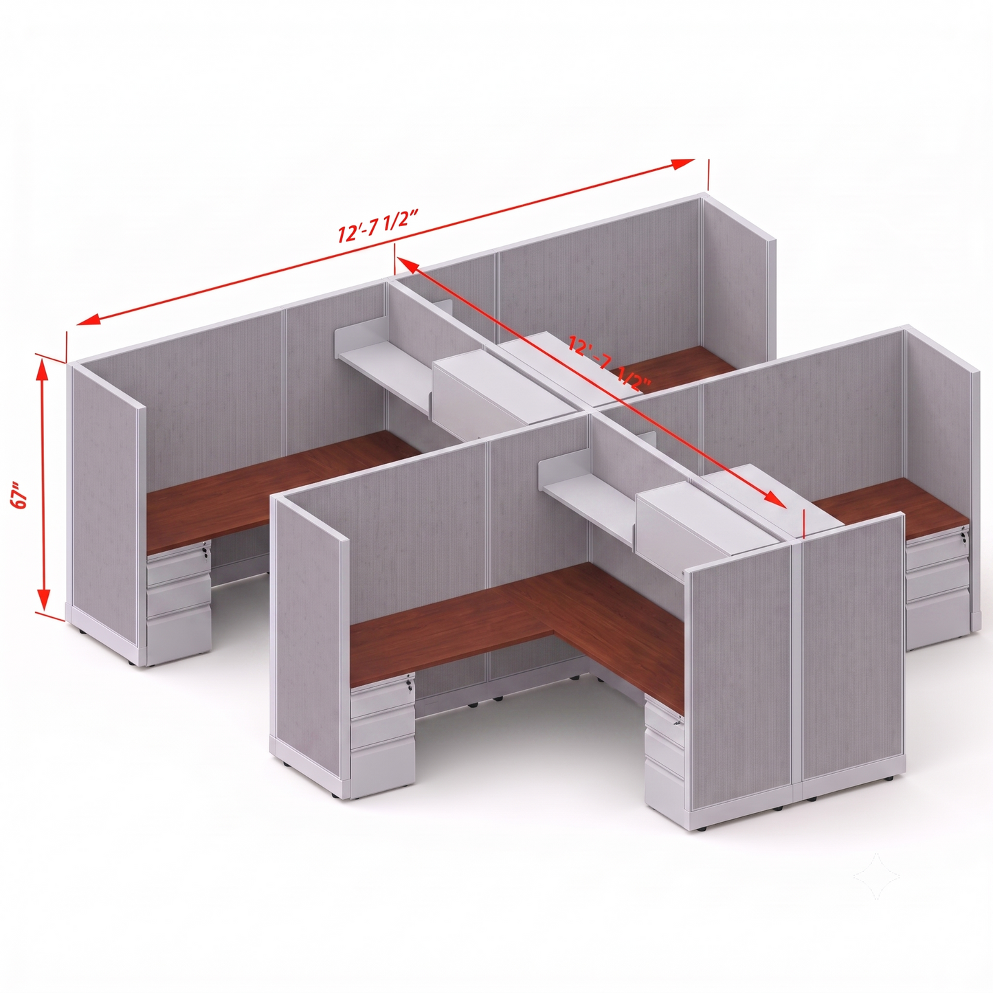 Workstation Desk 67H 4pack cluster