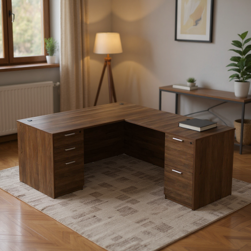 i5 Industries Kai L Shaped Desk with Double Full Pedestals, 66″ x 78″