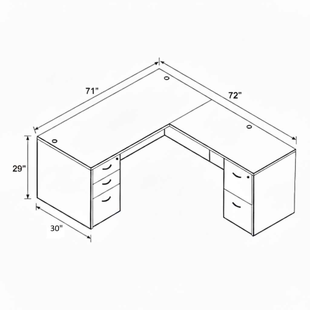 i5 Industries Kai L Shaped Desk with Double Full Pedestals, 71″ x 72″