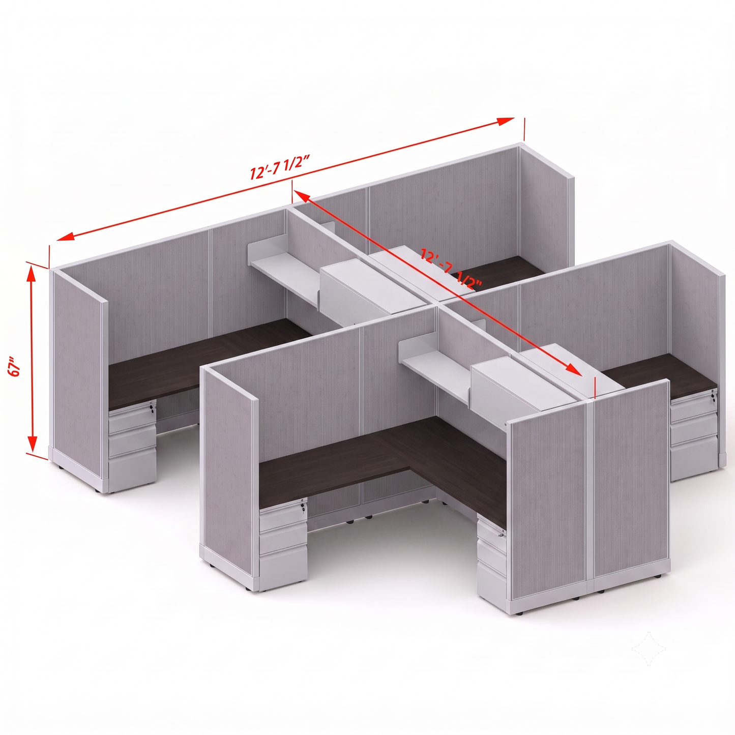 Workstation Desk 67H 4pack cluster