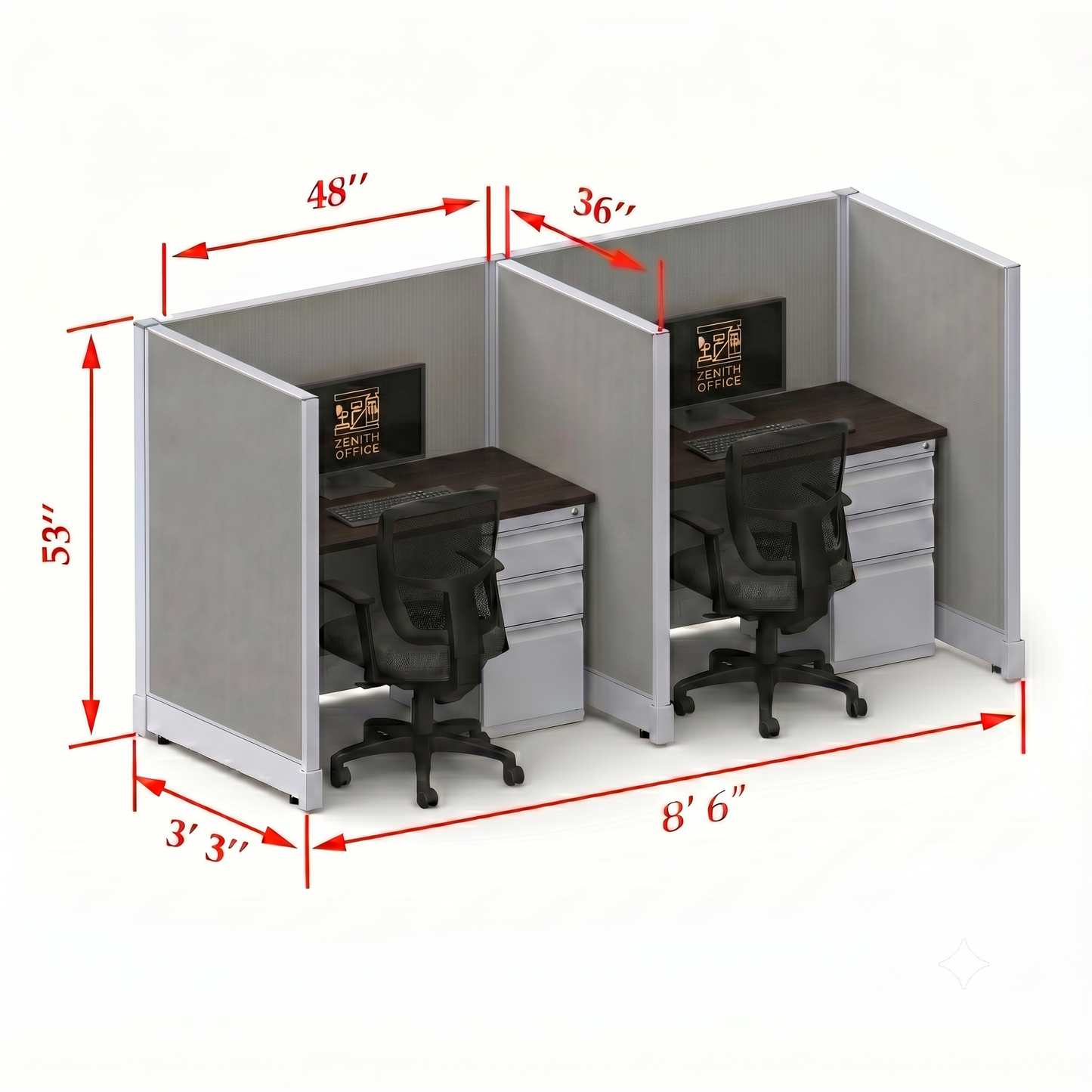 Office Cubicle Desk 53H 2pack Inline