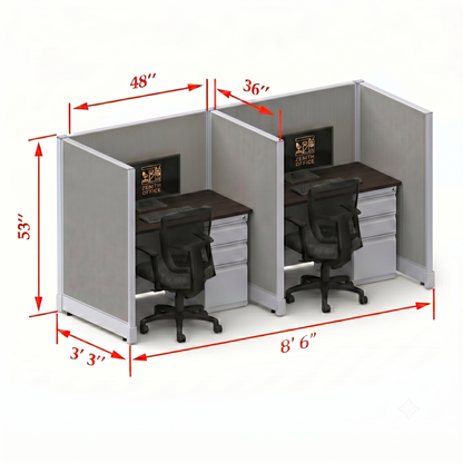 Office Cubicle Desk 53H 2pack Inline