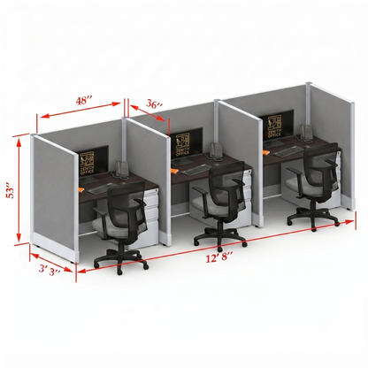 Office Cubicle Desk 53H 3pack Inline