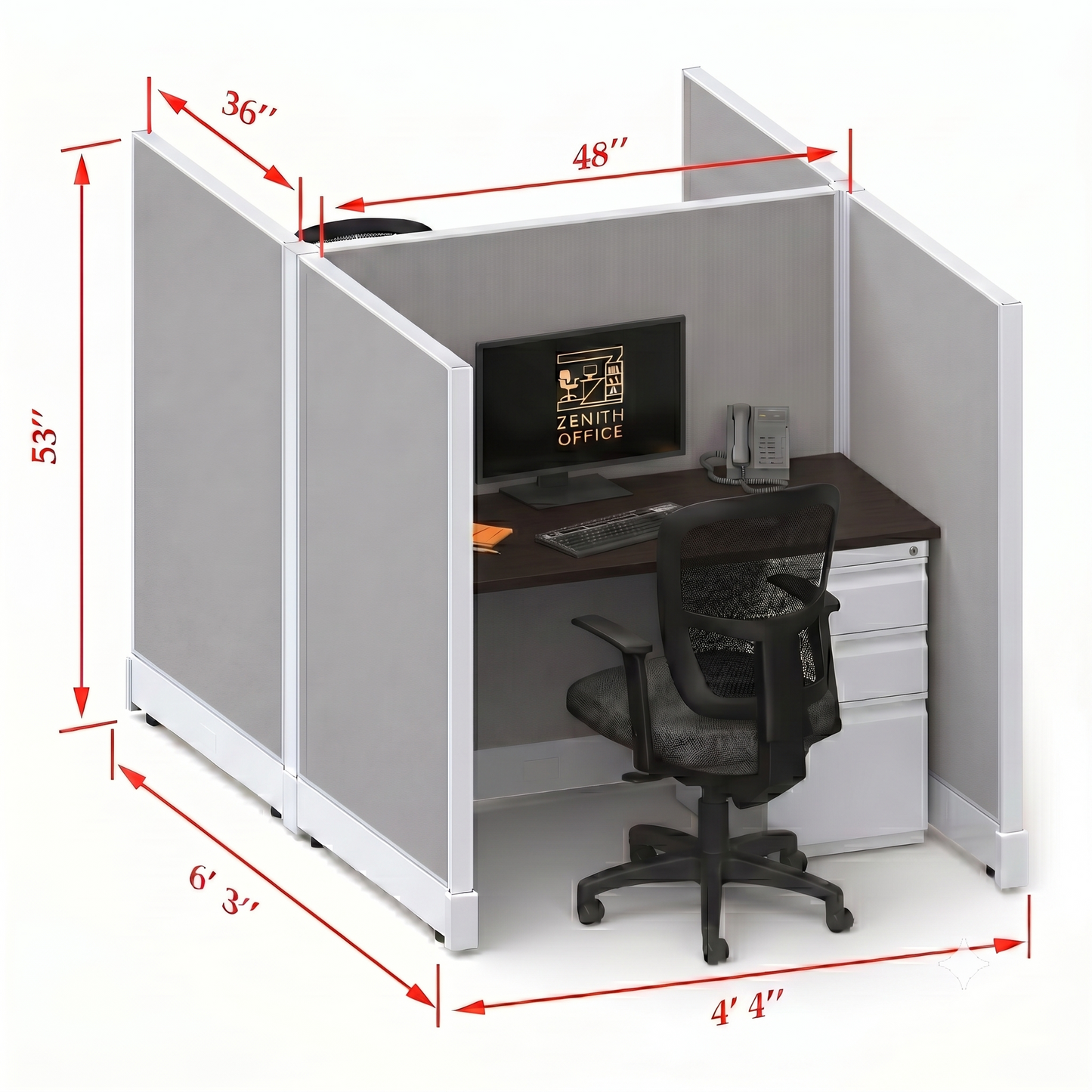 Office Cubicle Desk 53H 2pack Cluster