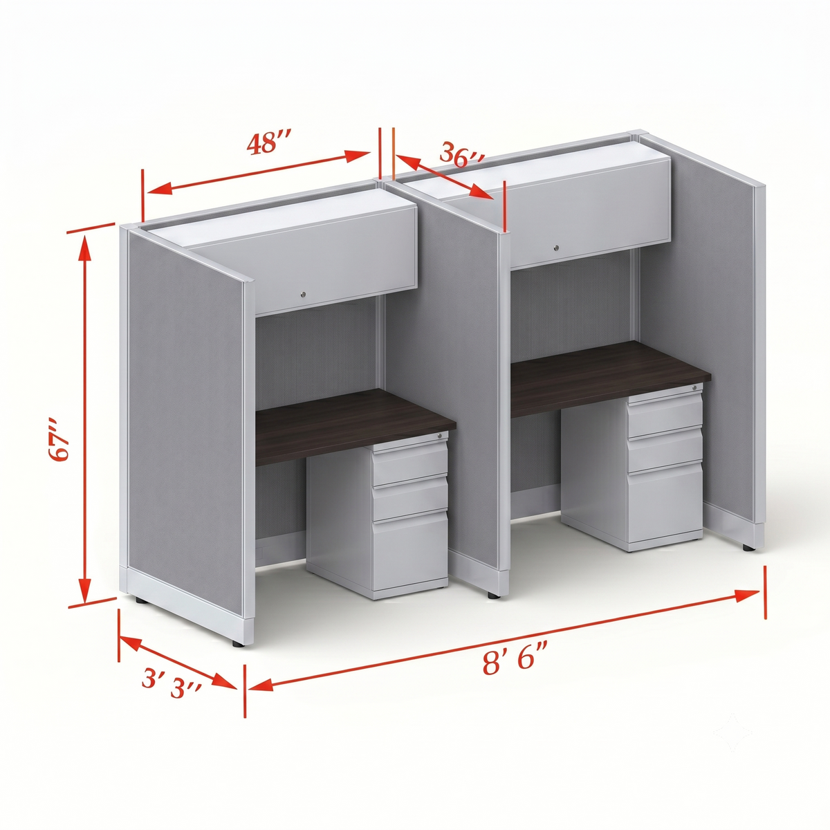 Cubicle Stations 67H 2pack Inline