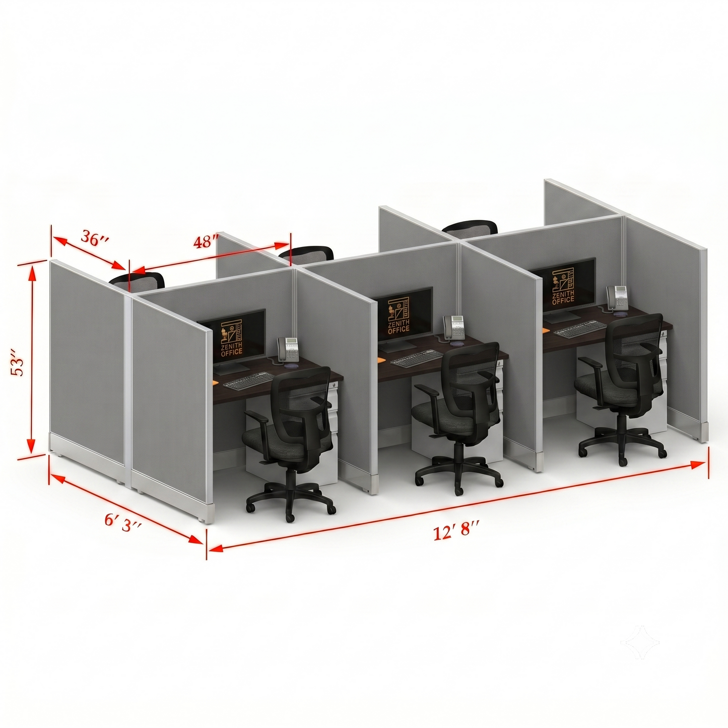 Office Cubicle Desk 53H 6pack Cluster