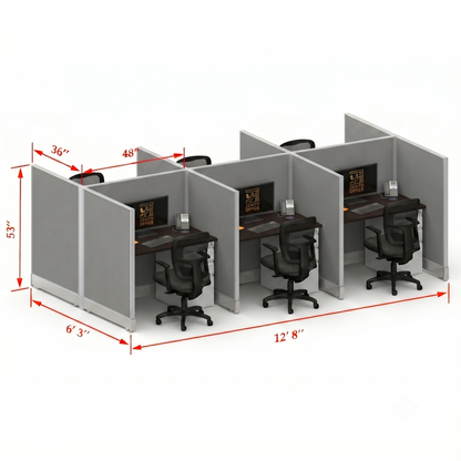 Office Cubicle Desk 53H 6pack Cluster