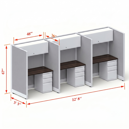 Cubicle Stations 67H 3pack Inline
