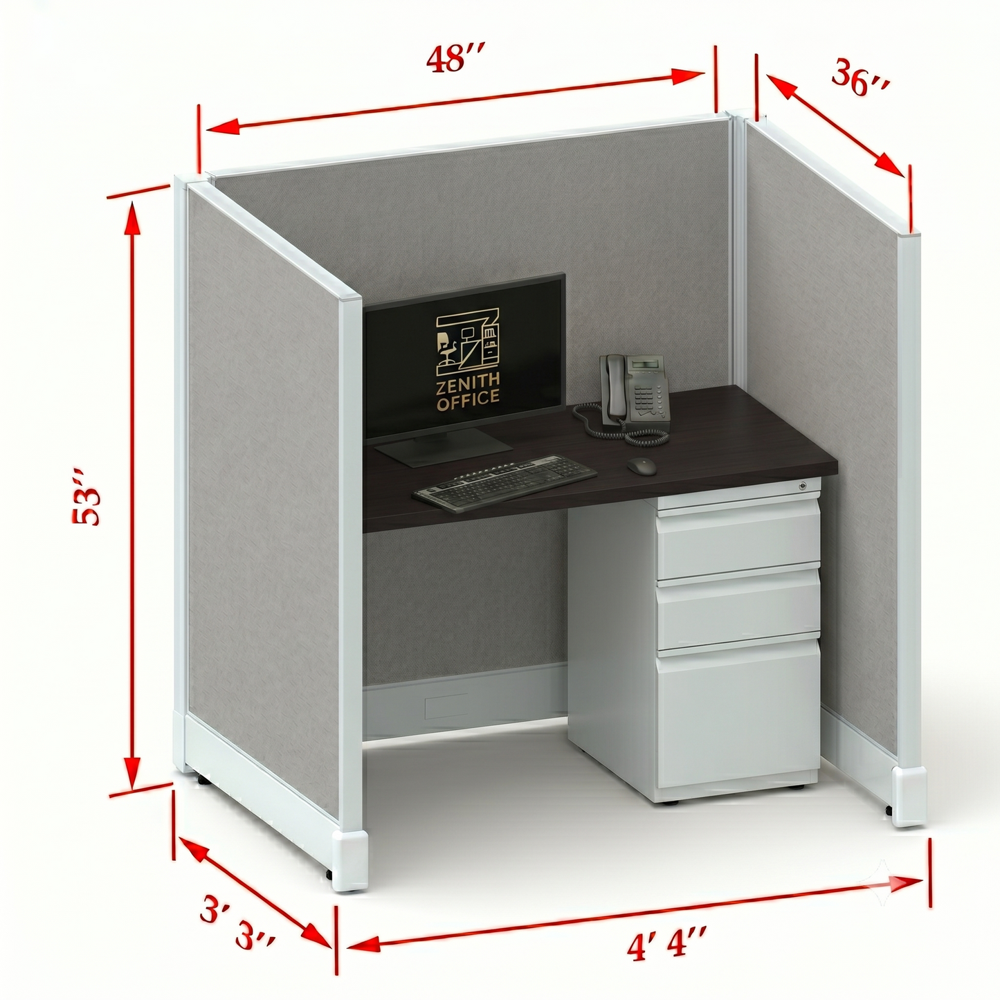 Office Cubicle Desk 53H Single