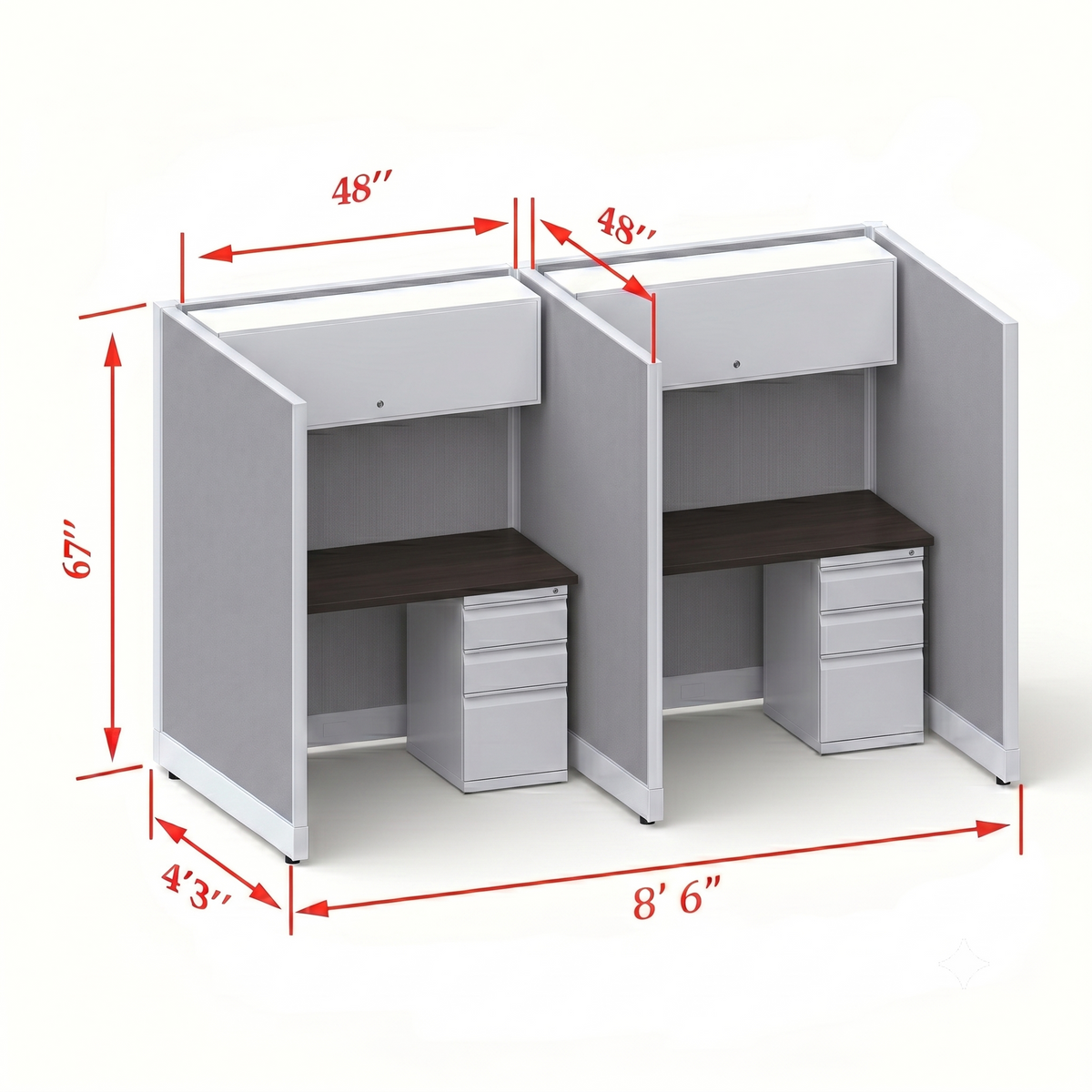 Cubicle Stations 67H 2pack Inline