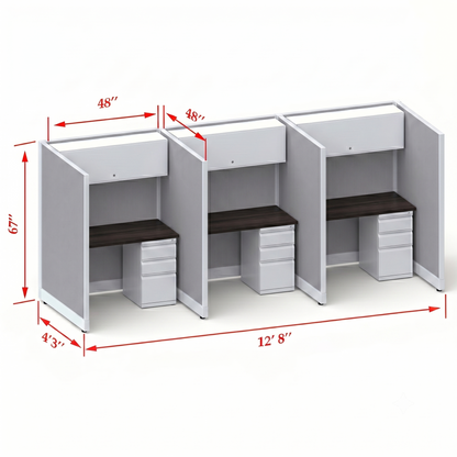 Cubicle Stations 67H 3pack Inline