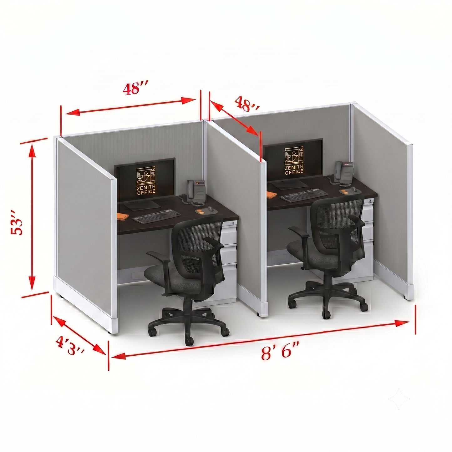 Office Cubicle Desk 53H 2pack Inline