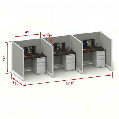 Office Cubicle Desk 53H 3pack Inline