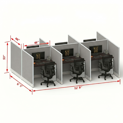 Office Cubicle Desk 53H 6pack Cluster