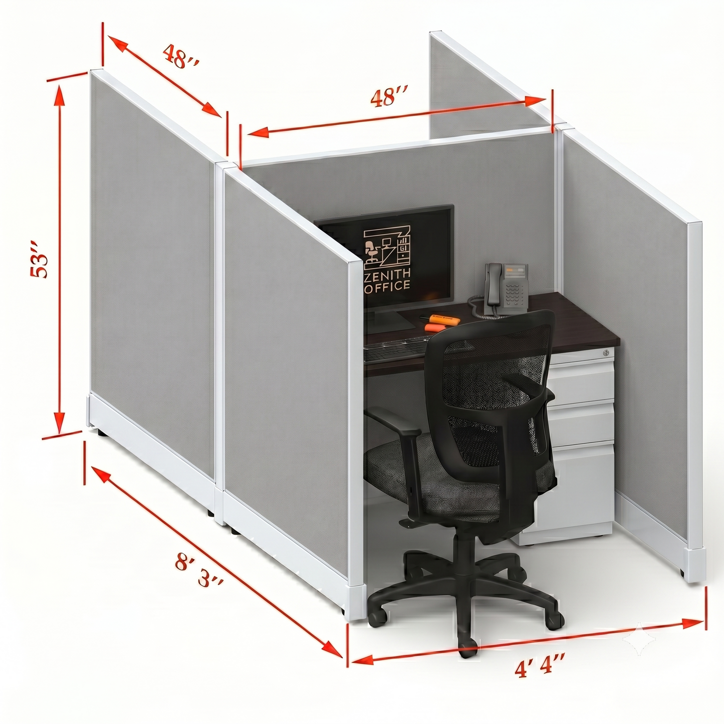 Office Cubicle Desk 53H 2pack Cluster