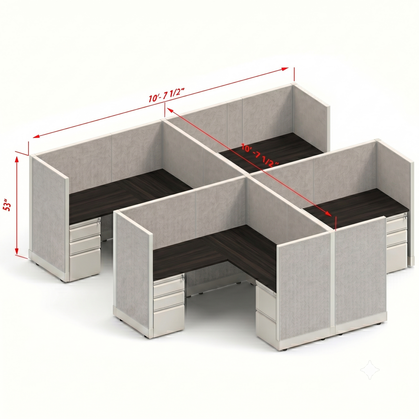Workstation Desk 53H 4pack cluster