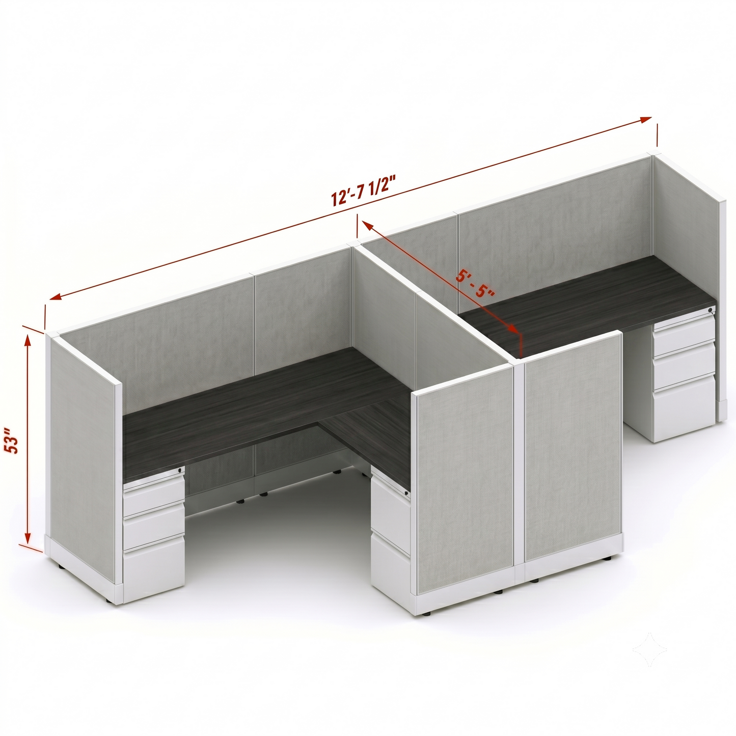 Workstation Desk 53H 2pack cluster