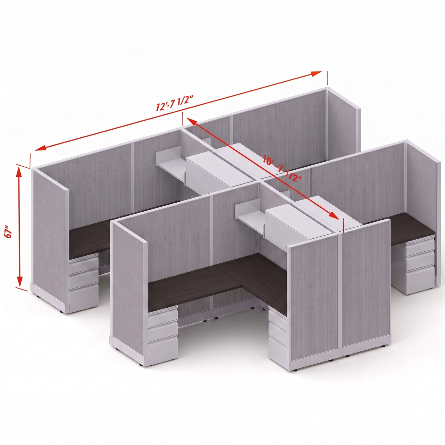 Workstation Desk 67H 4pack cluster