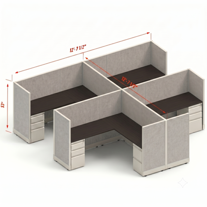 Workstation Desk 53H 4pack cluster