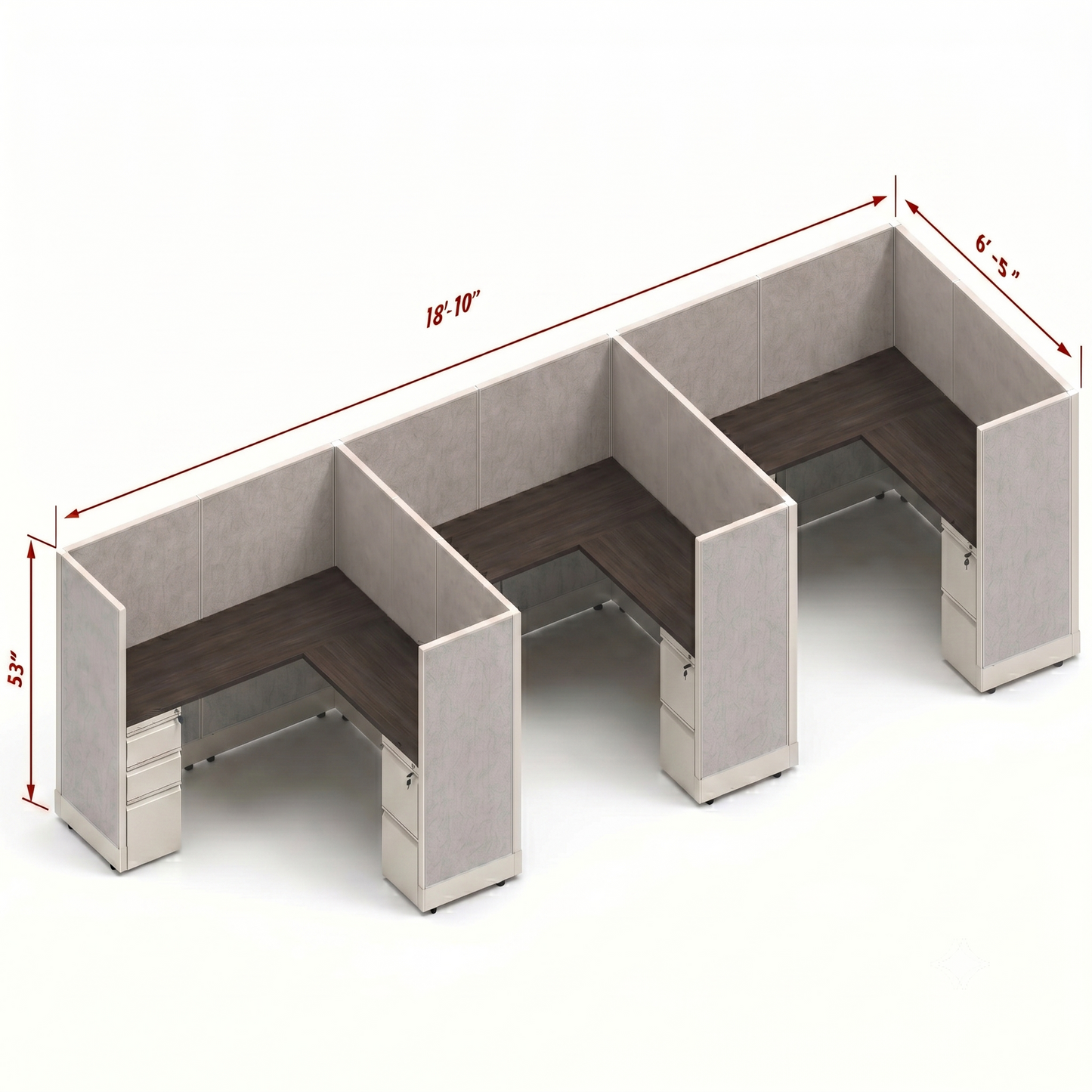 Workstation Desk 53H 3pack inline