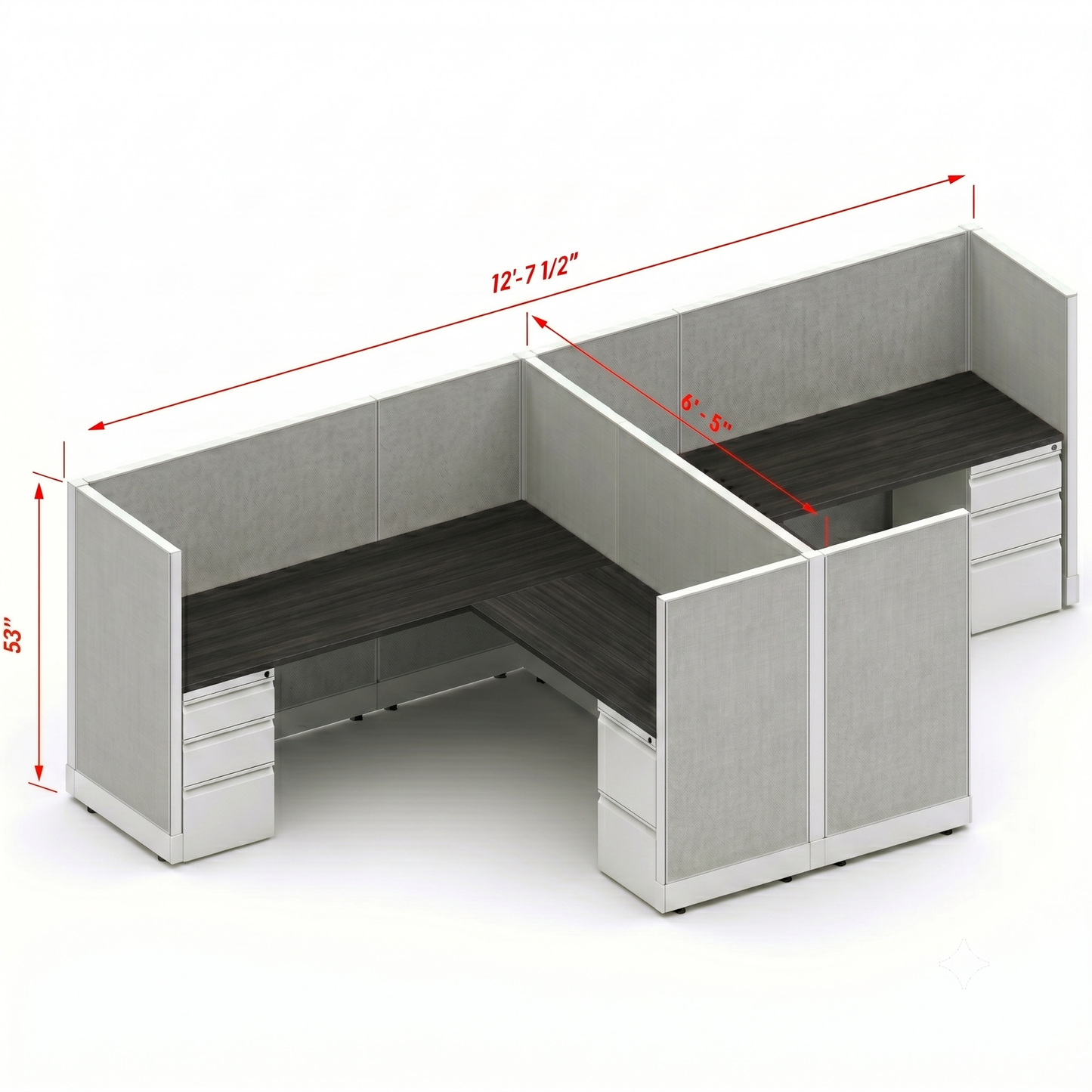 Workstation Desk 53H 2pack cluster