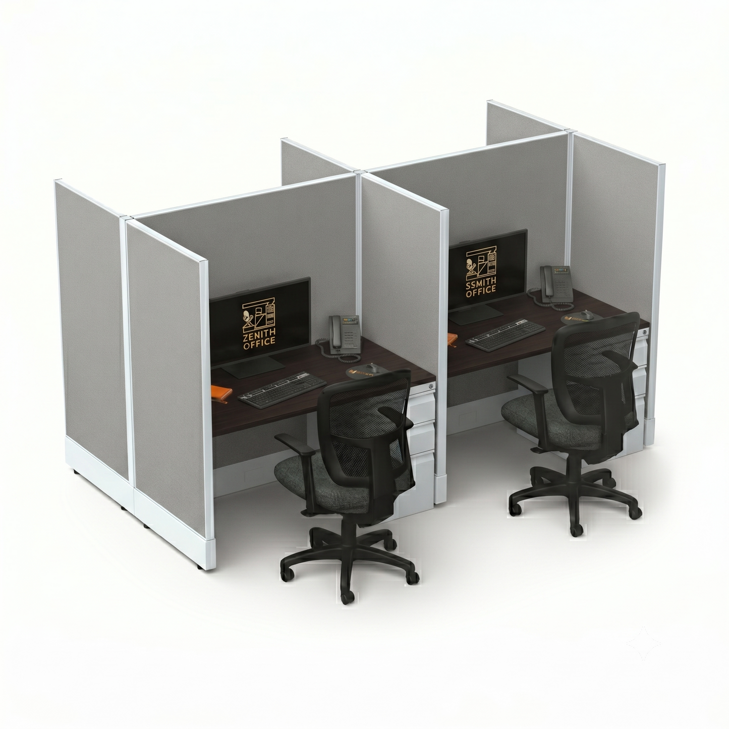 Office Cubicle Desk 53H 4pack Cluster