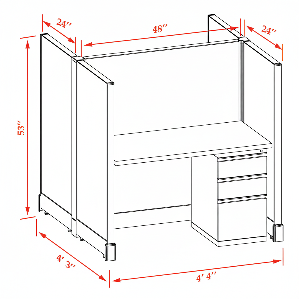 Office Cubicle Desk 53H 2pack Cluster
