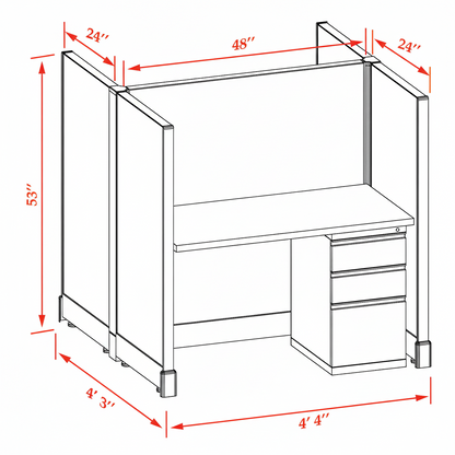 Office Cubicle Desk 53H 2pack Cluster