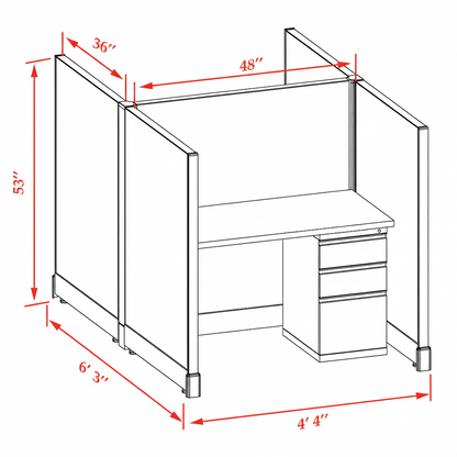 Office Cubicle Desk 53H 2pack Cluster