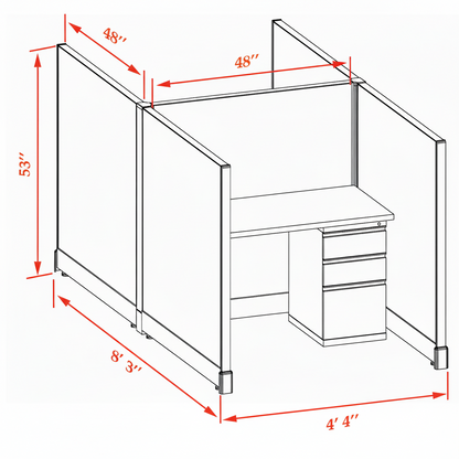 Office Cubicle Desk 53H 2pack Cluster