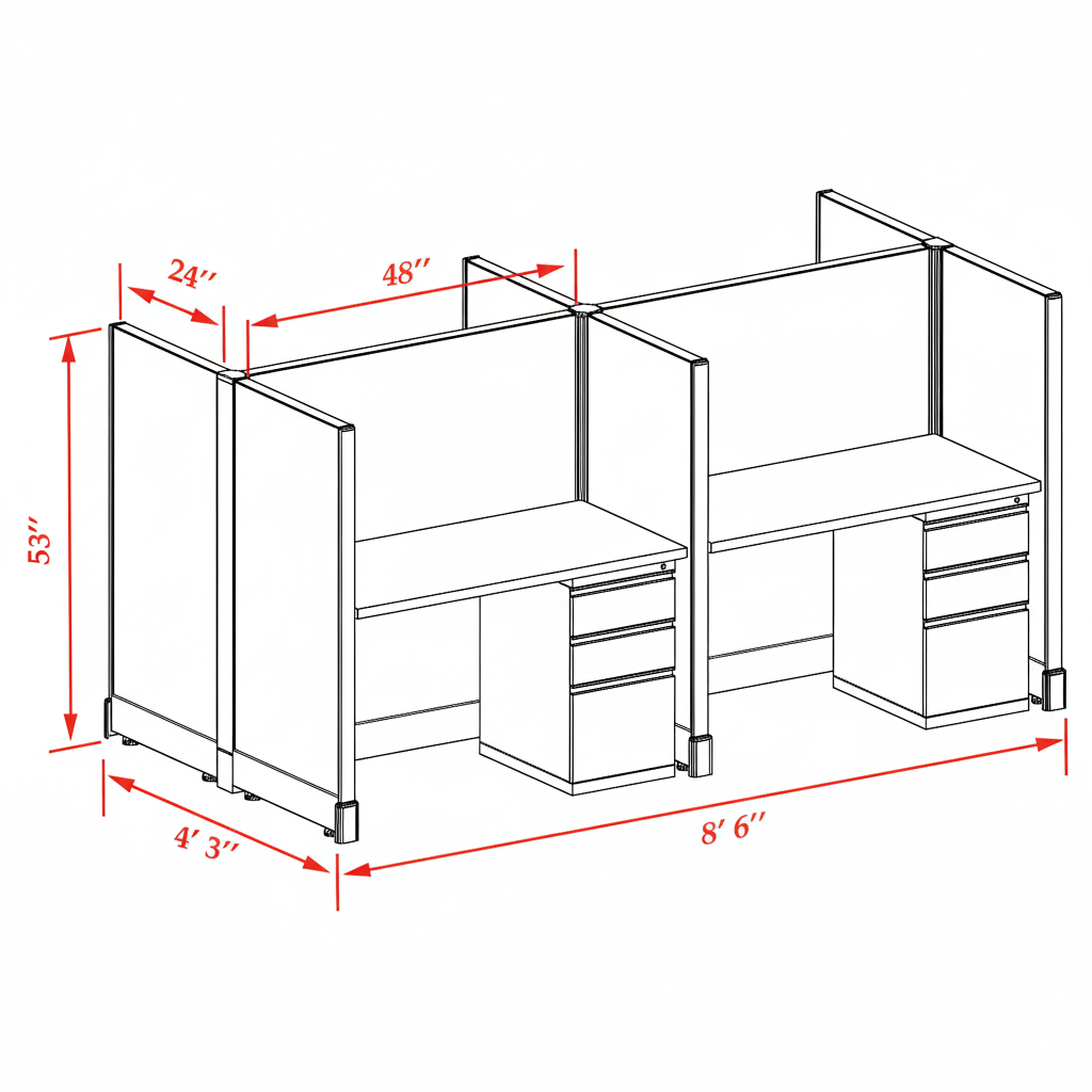 Office Cubicle Desk 53H 4pack Cluster