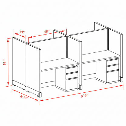 Office Cubicle Desk 53H 4pack Cluster