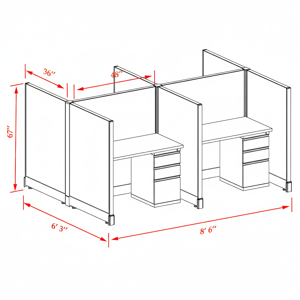 Office Cubicle Desk 53H 4pack Cluster