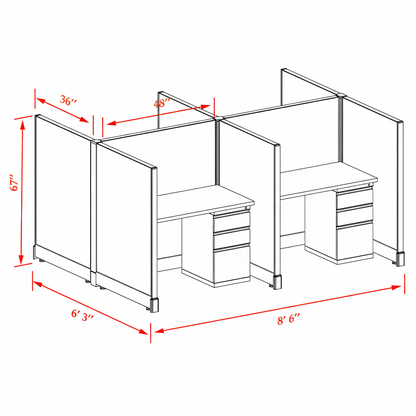 Office Cubicle Desk 53H 4pack Cluster