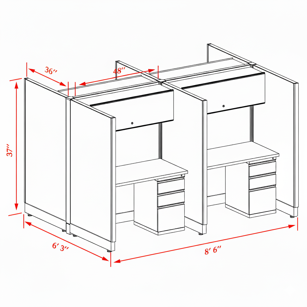 Cubicle Stations 67H 4pack Cluster