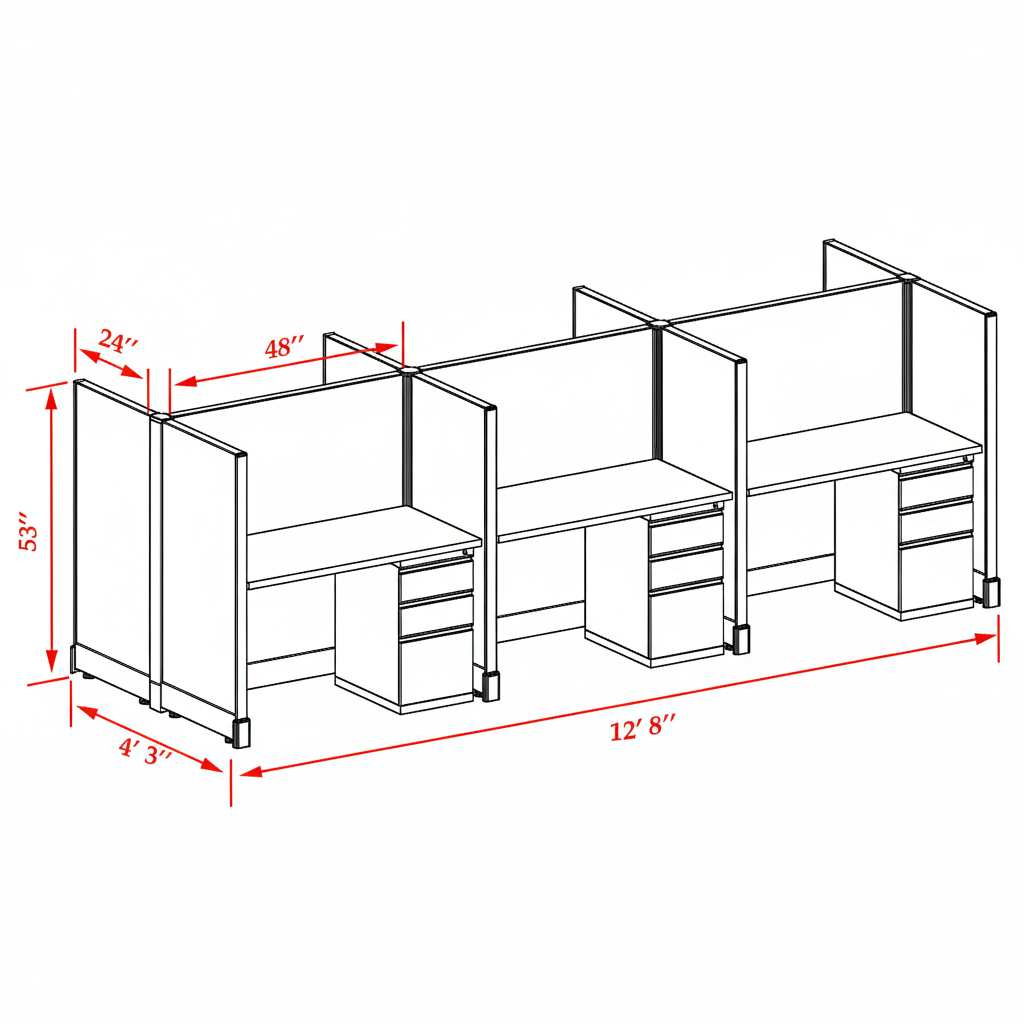 Office Cubicle Desk 53H 6pack Cluster