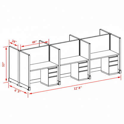 Office Cubicle Desk 53H 6pack Cluster
