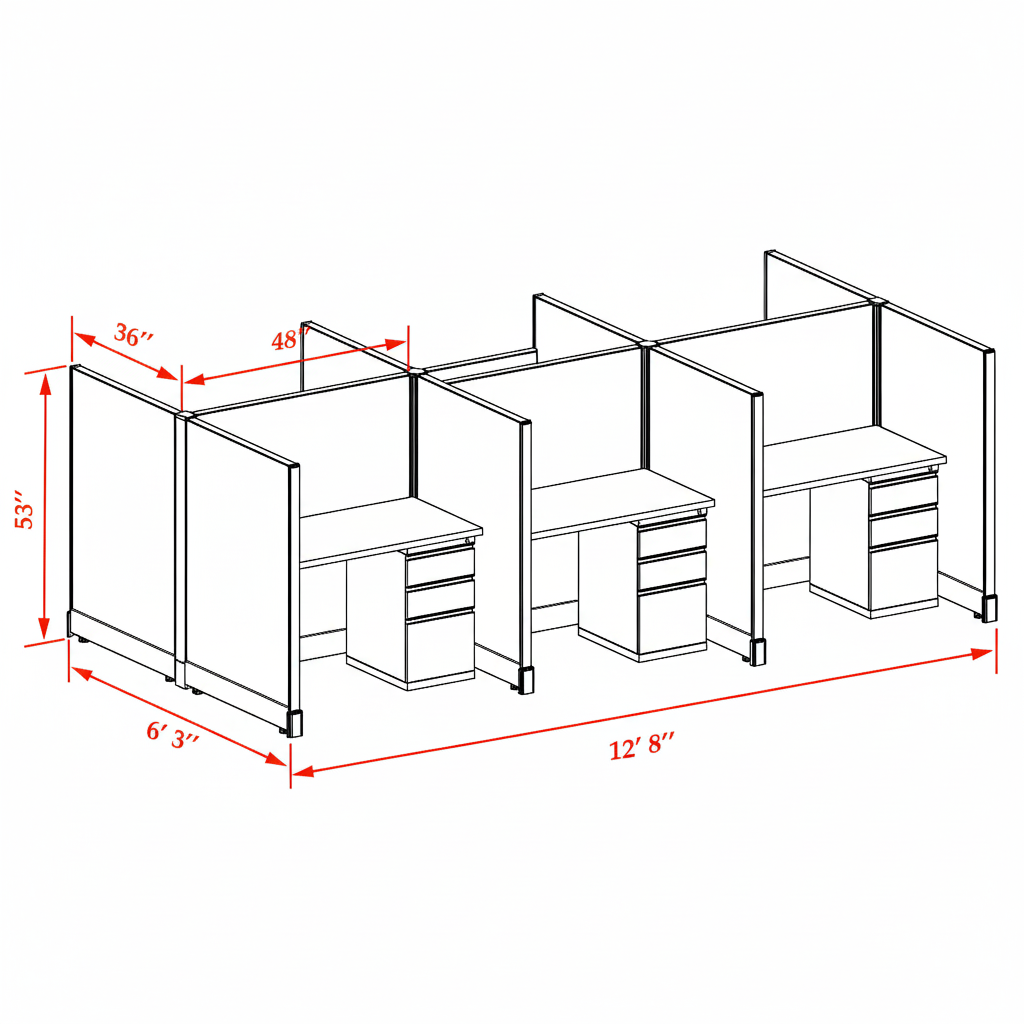 Office Cubicle Desk 53H 6pack Cluster