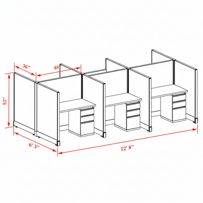 Office Cubicle Desk 53H 6pack Cluster