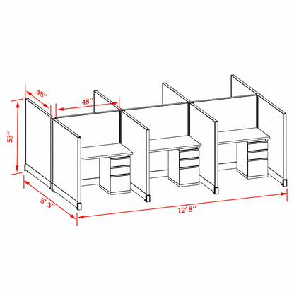 Office Cubicle Desk 53H 6pack Cluster