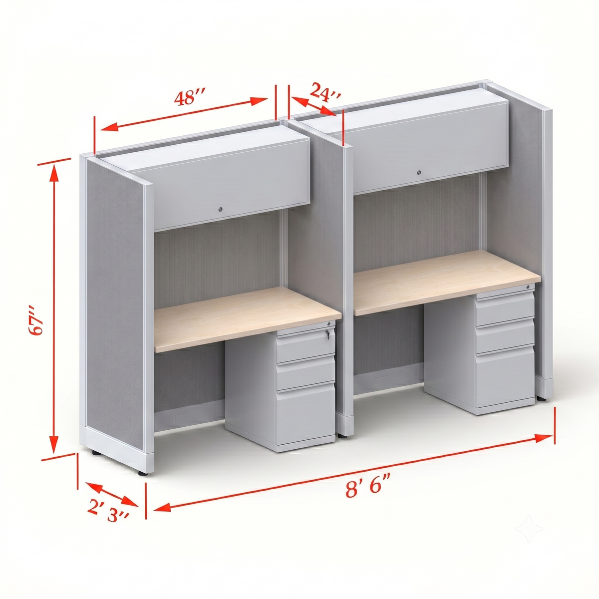 Cubicle Stations 67H 2pack Inline