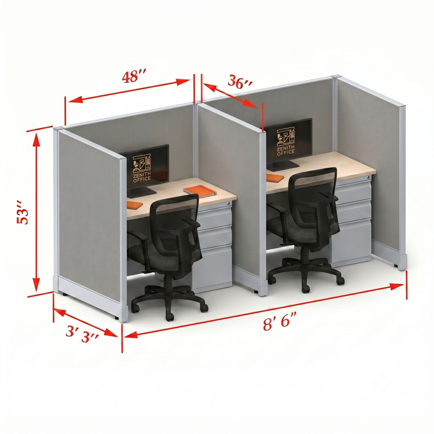 Office Cubicle Desk 53H 2pack Inline