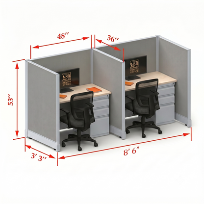 Office Cubicle Desk 53H 2pack Inline