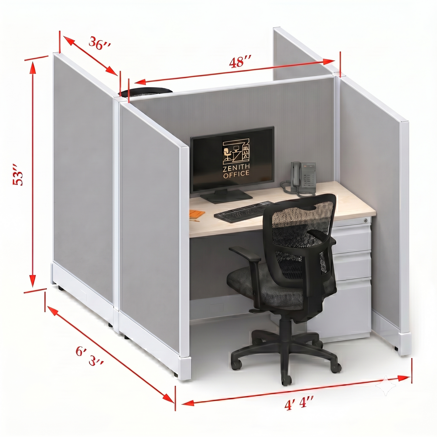 Office Cubicle Desk 53H 2pack Cluster