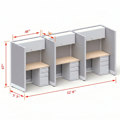 Cubicle Stations 67H 3pack Inline