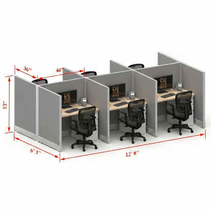 Office Cubicle Desk 53H 6pack Cluster