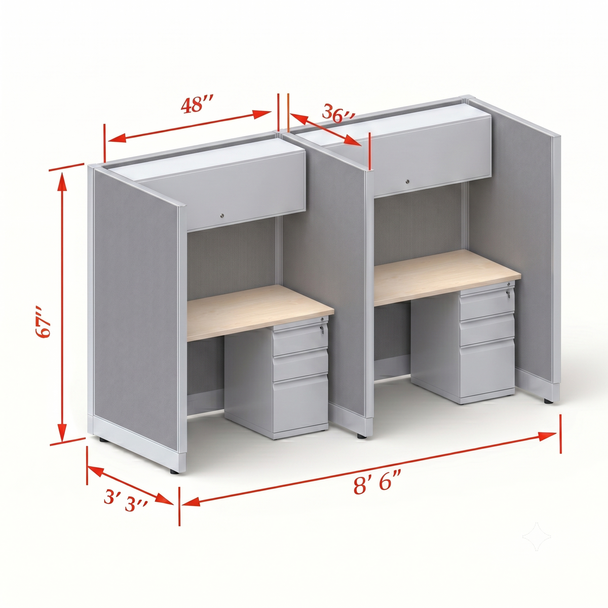 Cubicle Stations 67H 2pack Inline