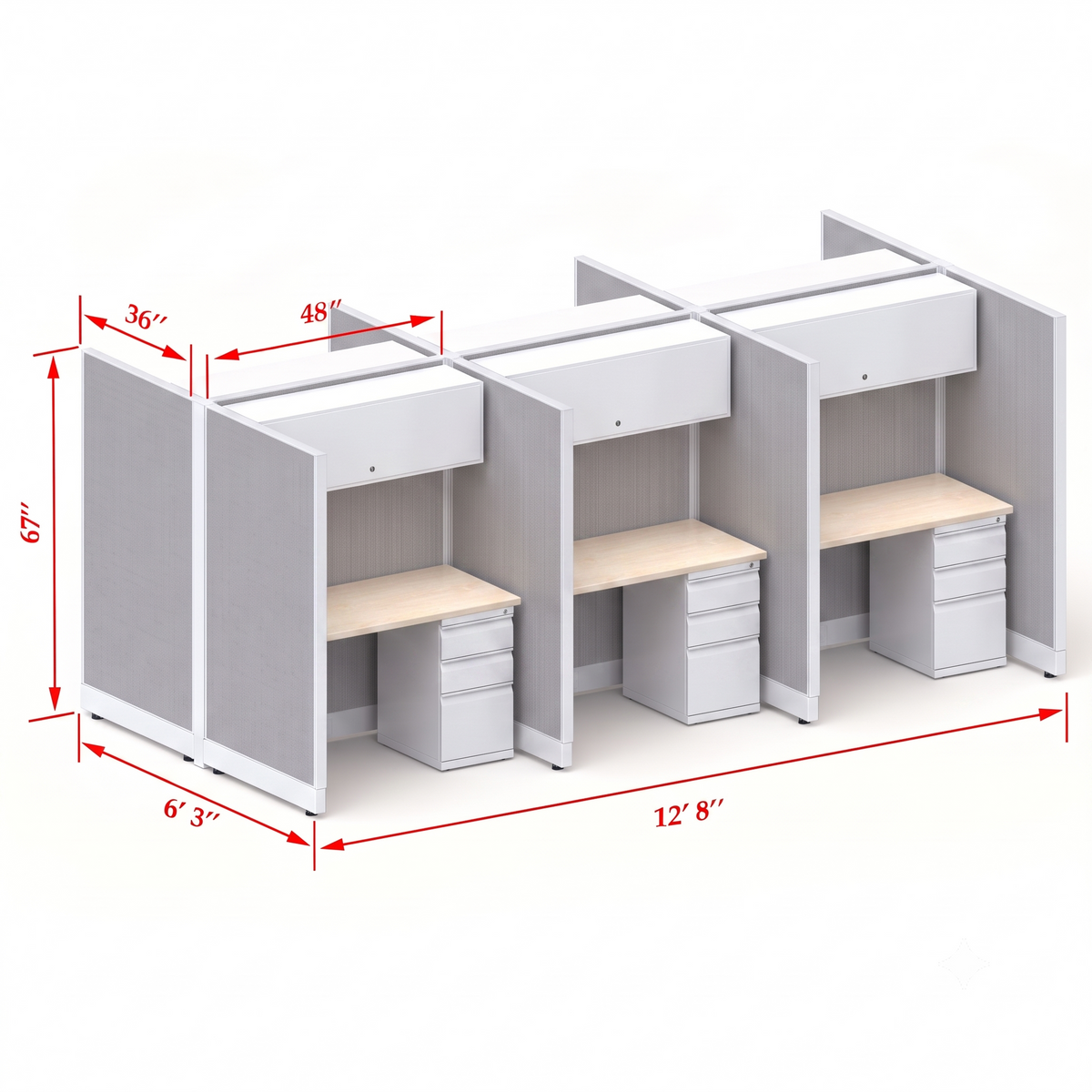Cubicle Stations 67H 6pack Cluster